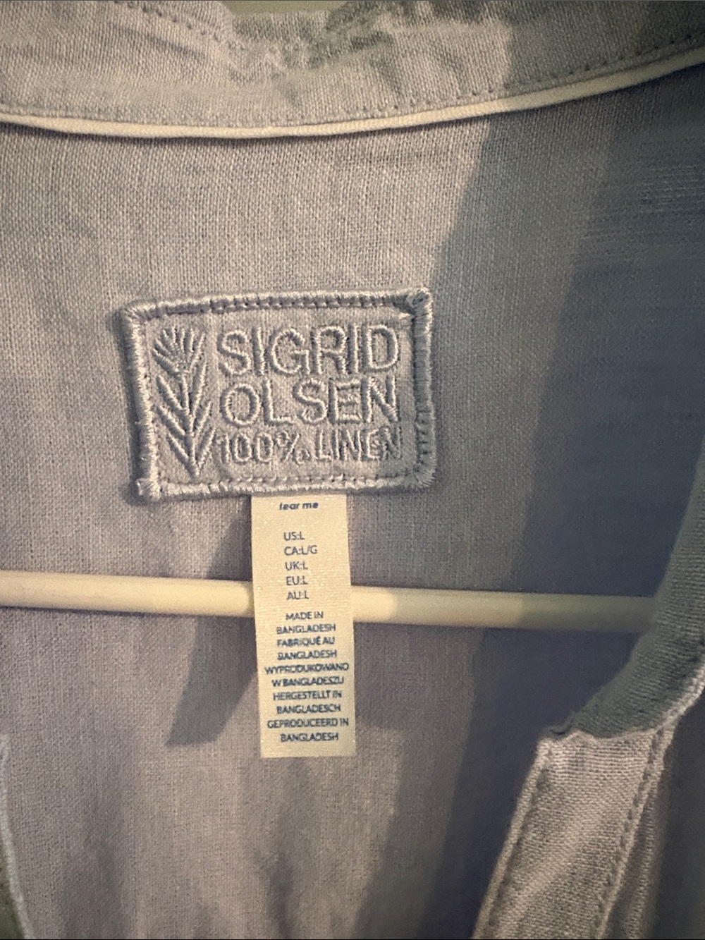 Sigrid Olsen Light Blue Linen Button-Down Shirt - Picture 2 of 2